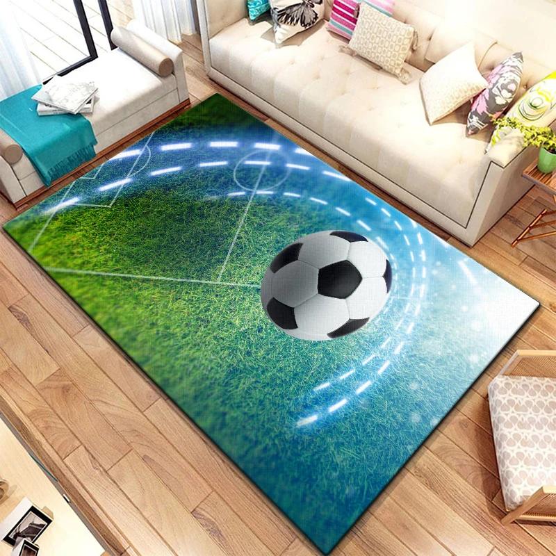 Soccer Football Sports Silhouette Pattern Carpet for Living Room Rugs Camping Picnic Mat Anti-Slip Rug Crawl Mat Fans Gift