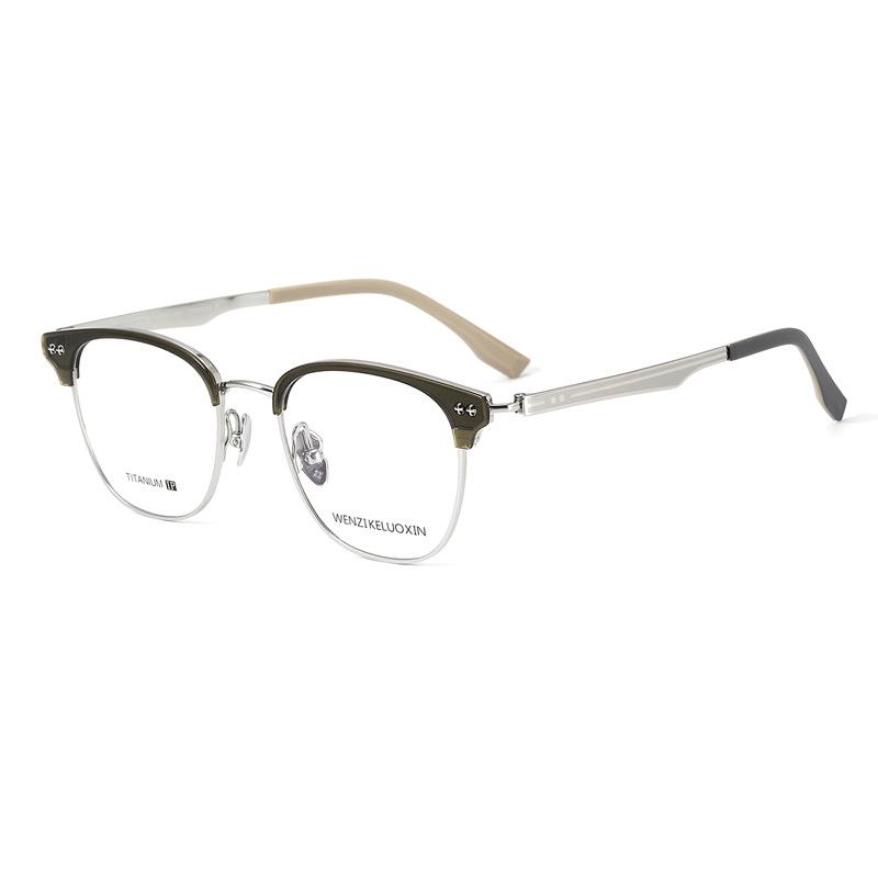 Ultra-Light Pure Titanium Half-Frame Eyeglasses for Women & Men - Prescription Myopia Eyebrow Design