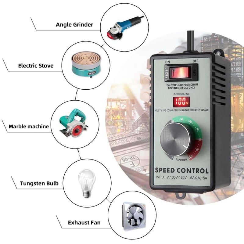 Variable Speed AC Motor Controllers 15A US Standard Accuracy Speed Control for Industrial Machinery & Home Appliances