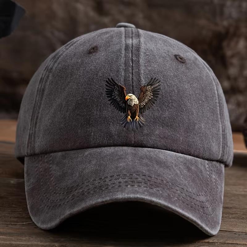 UnisexS Stylish Black Baseball Cap with Eagle Print Adjustable Breathable Accessory for Outdoor ActivitiesCasual CapEagle Emblem