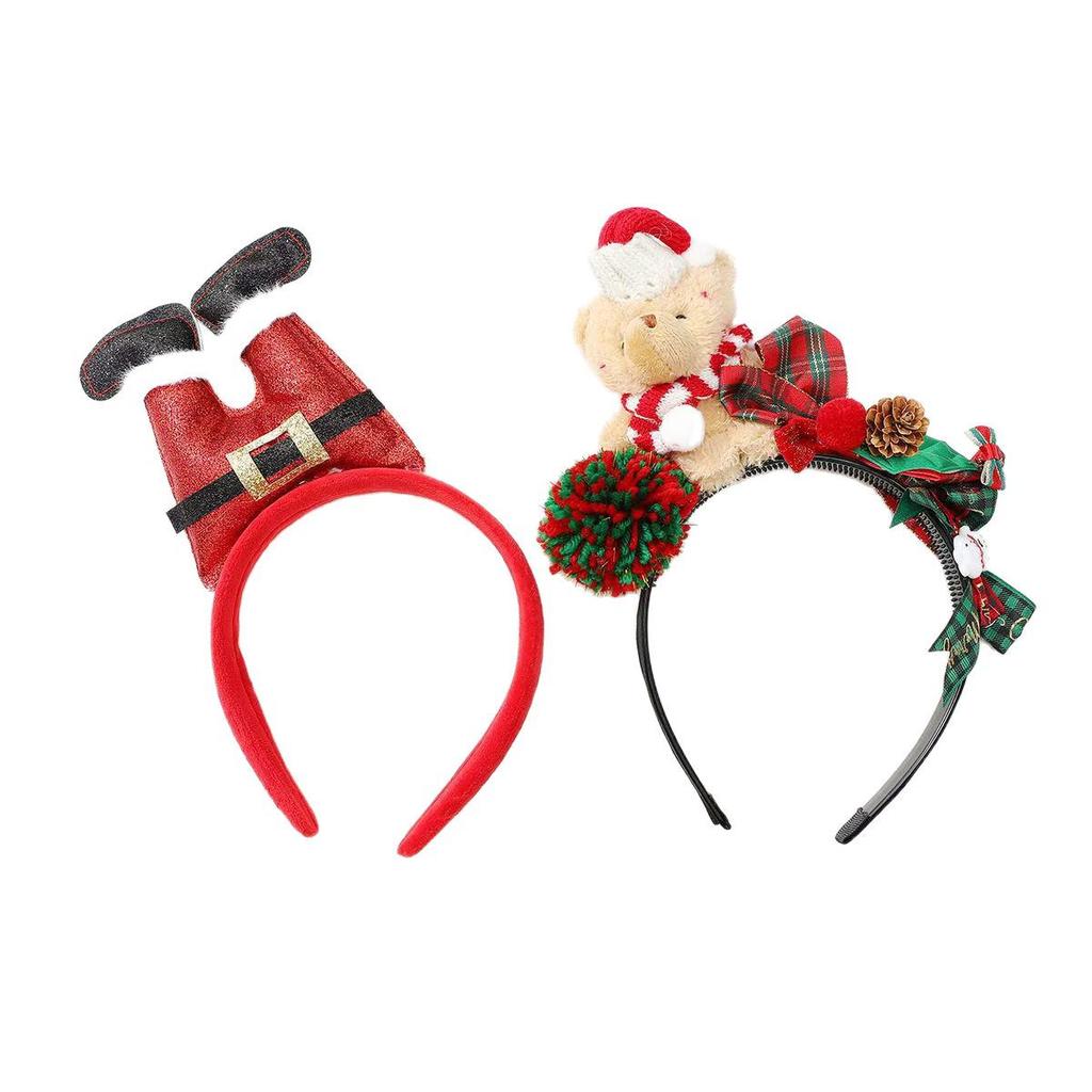 Festive Plush Antler & Bow Sequin Headband: 3D Christmas Hair Accessory