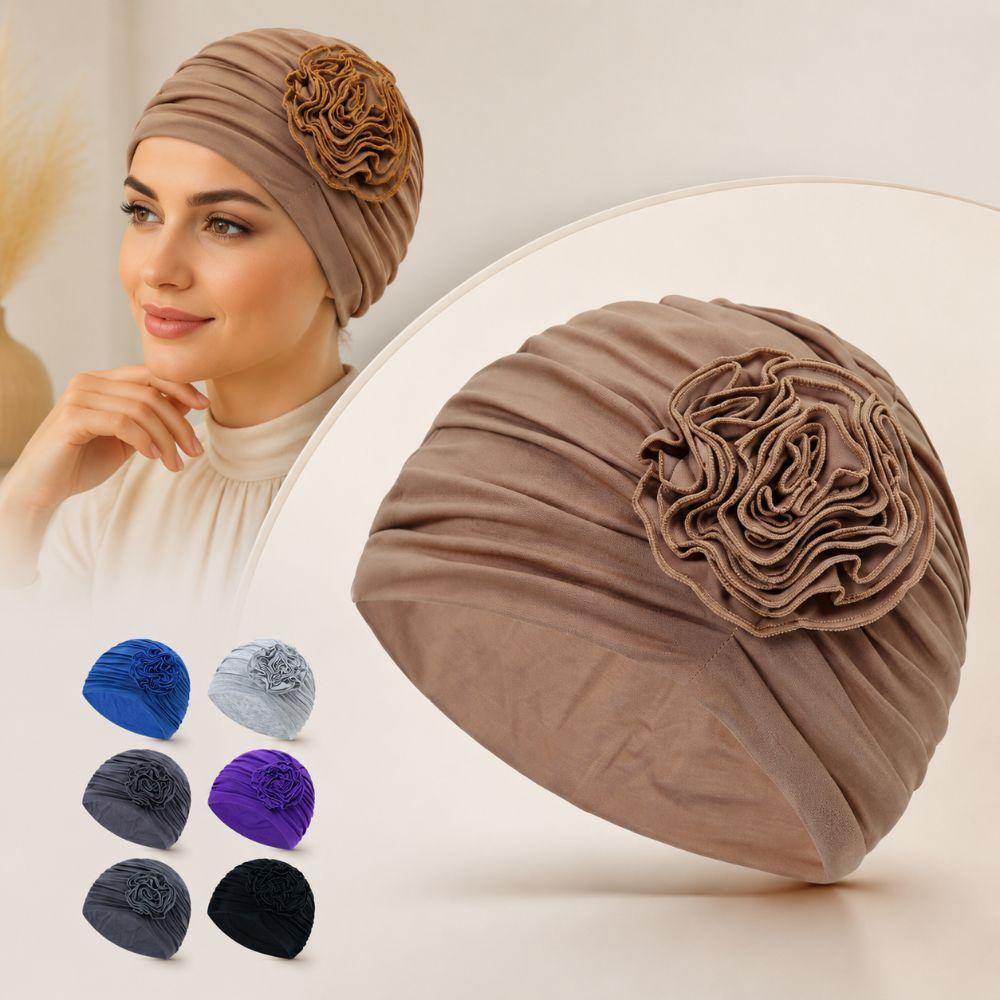 Double Layer Headscarf Hat 3D Flowers Headband Hat Simple Chemo Headwear Hat For Women