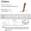 Fashion Eilyken New Thigh High Boots Pointed Toe Sexy Leopard Grain Thin Heels Stretch Fabric Over-the-Knee Womens Boots Shoes