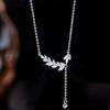 Womens Wheat Necklace Small Luxury Leaf Tassel Clavicle Chain