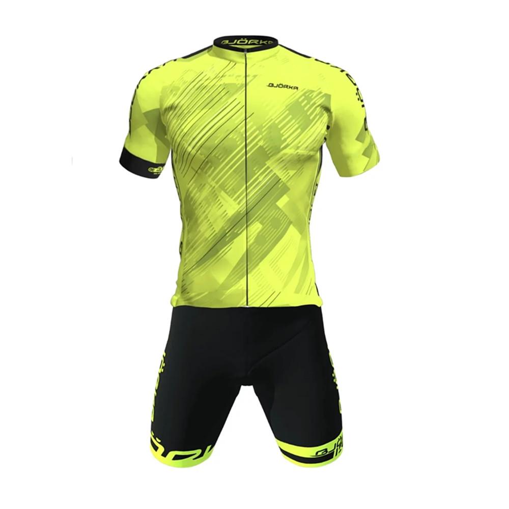 2026 Bjorka Summer Cycling Sets Men's Short Sleeve Jerseys and Gel Pad Bib Shorts for Long Time Riding Clothing Ciclismo Maillot