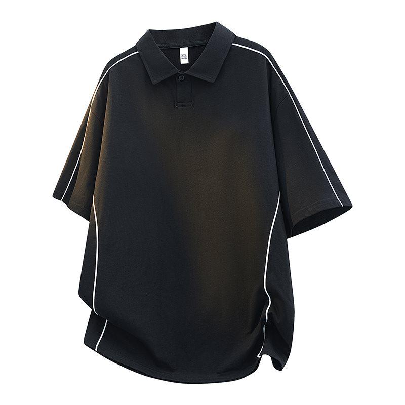 Heren Vintage Gestreept Kortemouw Polo Shirt, Zomer 2025, Trendy Los Overslag T-shirt