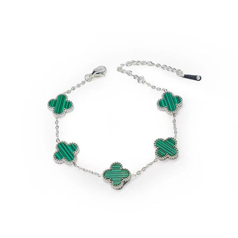 13MM Silbernes vierblättriges Kleeblatt Titanarmband - Doppelseitig, kein Ausbleichen