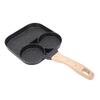 Egg Pan Nonstick Aluminum Alloy Divided Egg Skillet Breakfast Frying Pan with Wood Handle for Gas Stove Induction