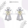 Earrings With S925 Cubic Zirconia, Angel Studs, Hearts, -Plated Angel