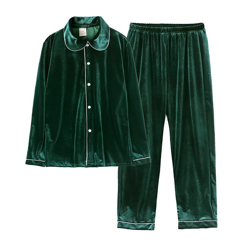 Children's Gold Velvet Pajamas - Autumn/Winter Homewear for Boys and Girls