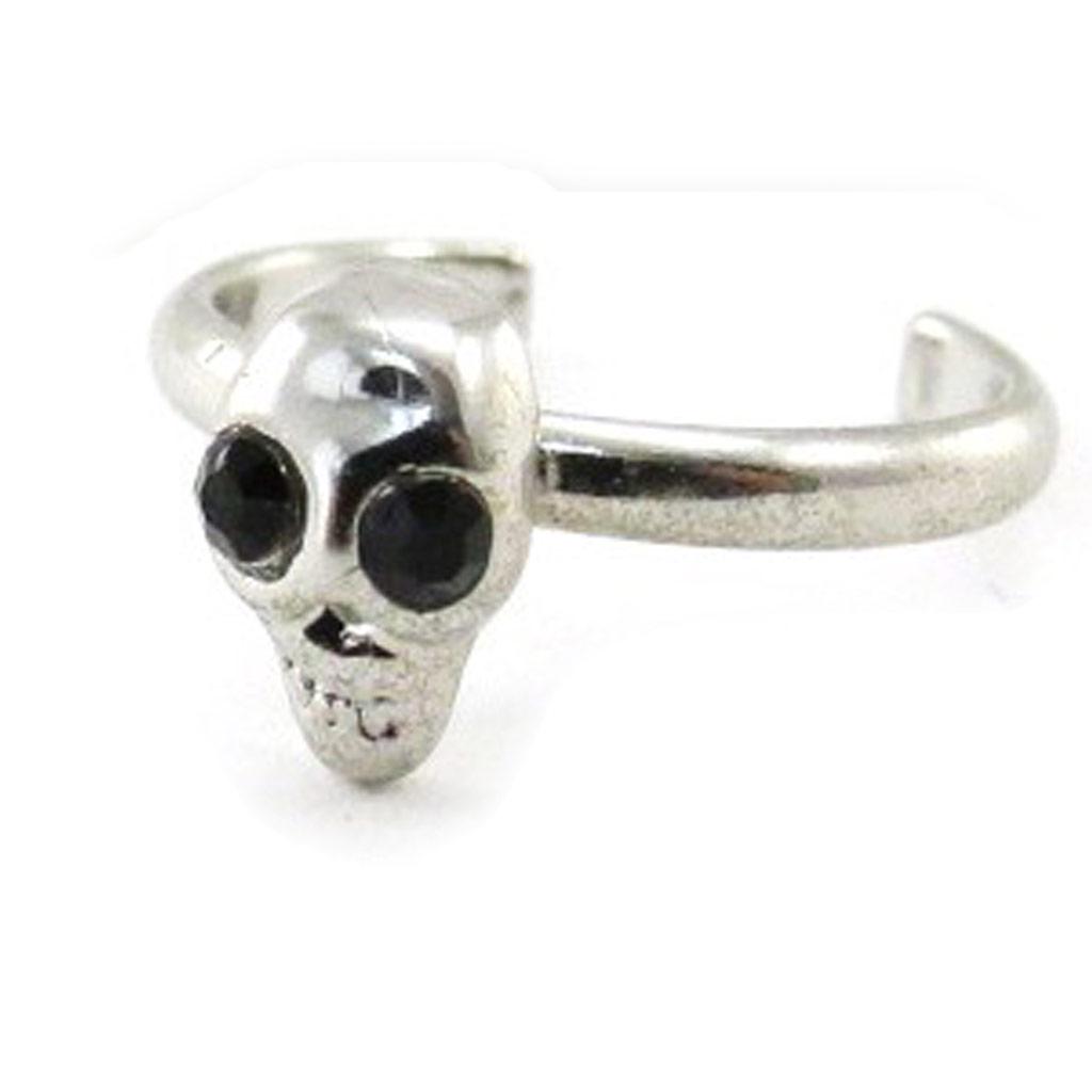 Les Trésors De Lily [J1102] - Black Silver 'Skull' Foot Ring