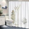 Minimalist Shower Curtain - Stone & Wheat, White Peony Reflection, Polyester, 70In, 12 Hooks, Machine Washable