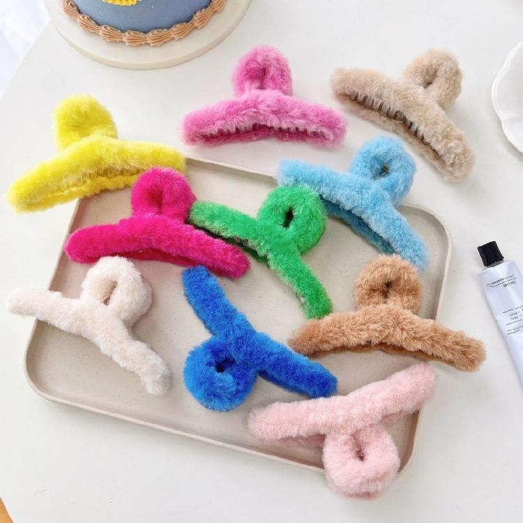 Plush Hair Catchs Hair Barrettes for Thick Hair Furs Hair Claw Clips Jewelry