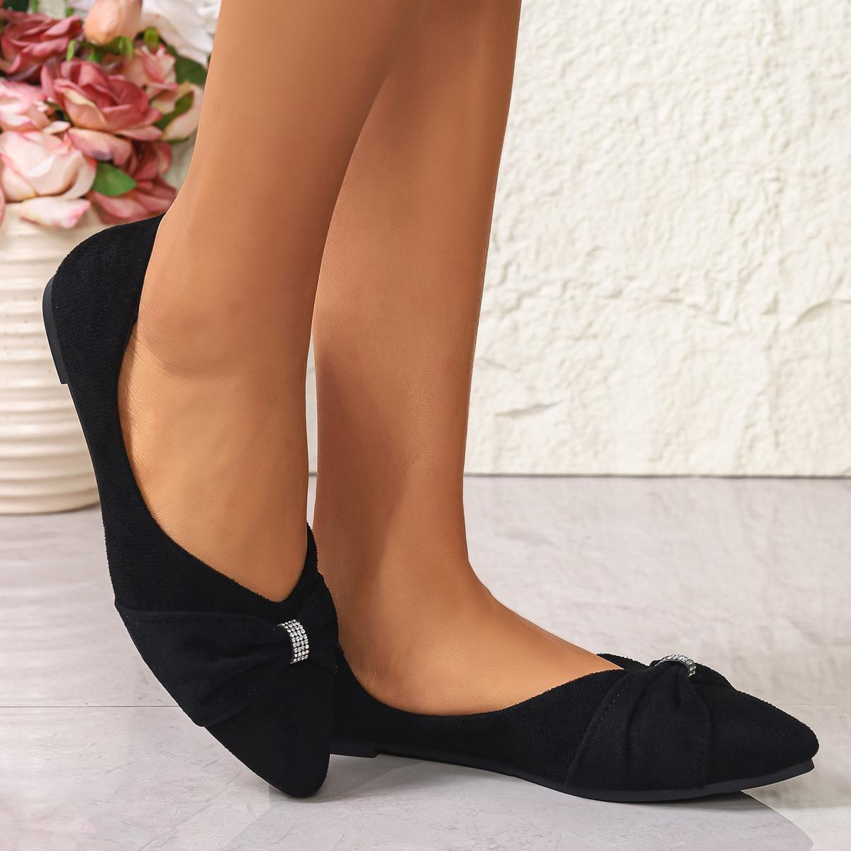 

Spring /Autumn Sexy and Elegant Bow Butterfly Shallow Flat Casual Shoes Fashionable and Best Selling New Comfortable Work Shoes 40 чёрный