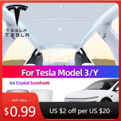 Car Sticker For Model Y Model 3 Sunroof Sunshade Renewal Y Split Sunscreen Thermal Insulation Ice Crystal Sunshade Car Sti