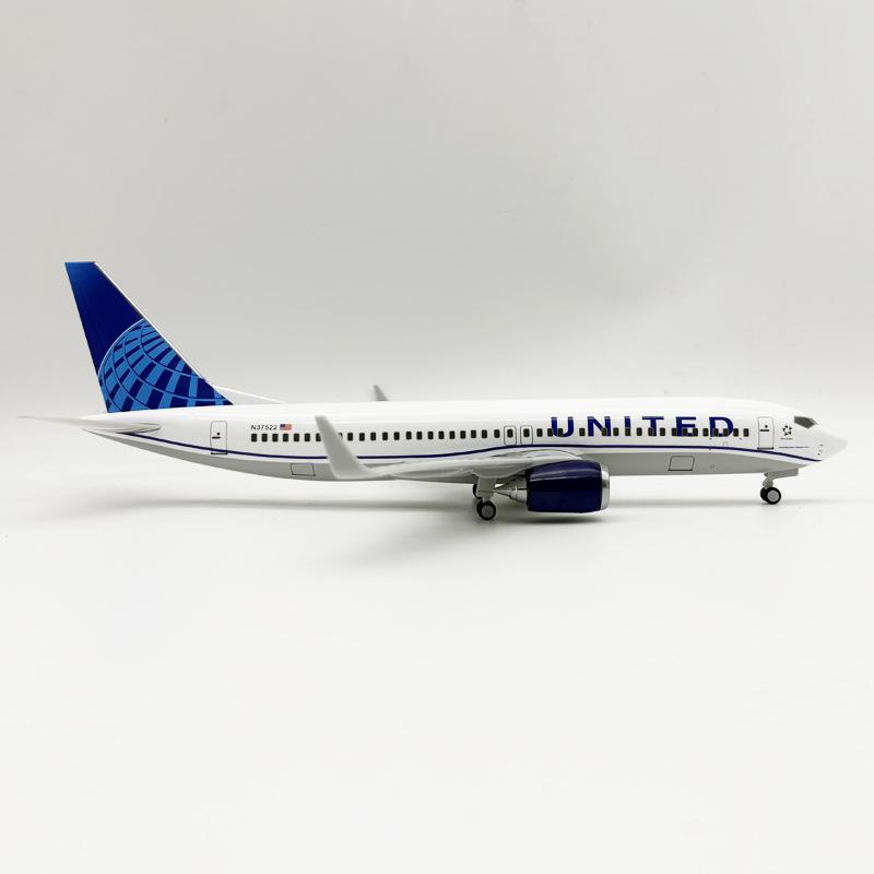 Air United Airways B737 30cm Diecast Aircraft Model Resin Miniature Plane Wheels & Base For Aviation Enthusiasts Home Decor