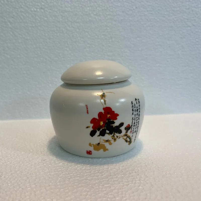 Ceramic Tea Caddy Small Mini Portable Oolong Tea Storage Tank Travel Tea Boxes Powder Sealed Jar Tea Containers Spice Candy Jar