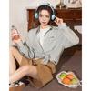 ET BOITE Women's Striped Oversized Embroidered Button-Down Shirt