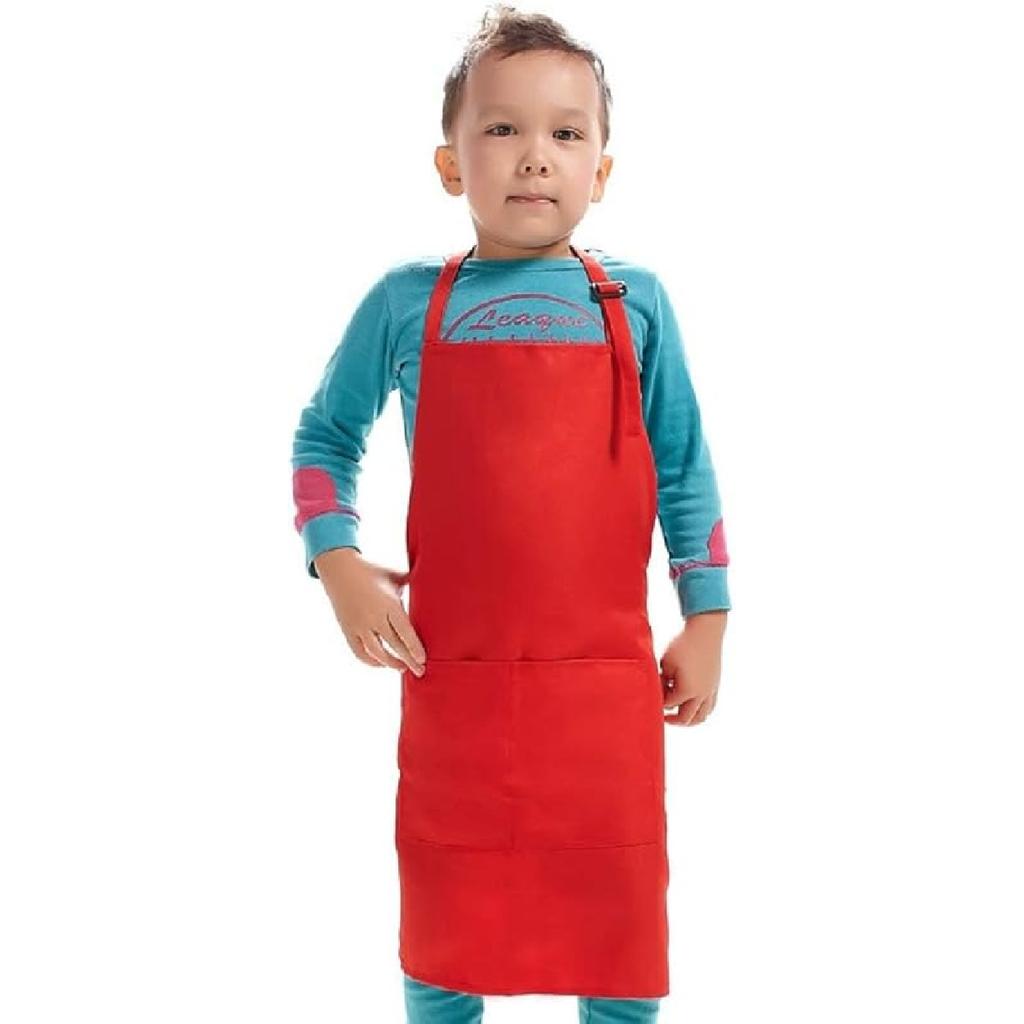 Kid Apron Adjustable Strap with 2 Pockets Painting Cooking Craft Backing Unisex Age 5-12