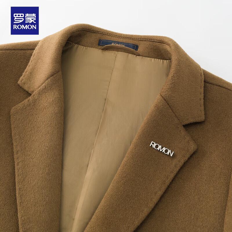 ROMON Men's 100% Wool Double-Faced Mid-Length Overcoat
