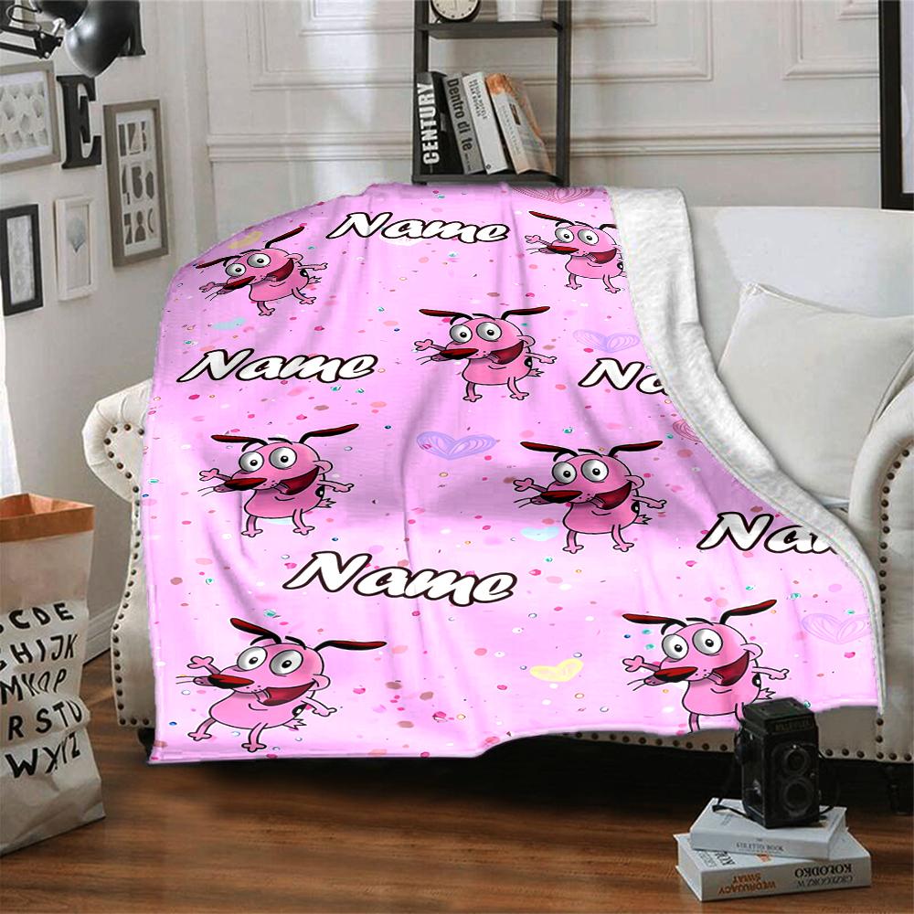 Customiz Name Personality Courage the Cowardly Dog Blanket Soft &Warm Sofa Office Bed Travel Lunch Break Blanket, Gift Suitable All Seasons