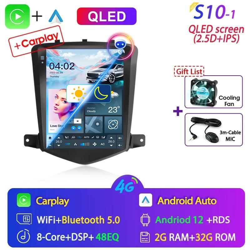 9.7" Android 12 Carplay Car Radio for Chevrolet Cruze J300 2008 - 2012 Multimedia Player 2 Din GPS Stereo DVD Head Unit