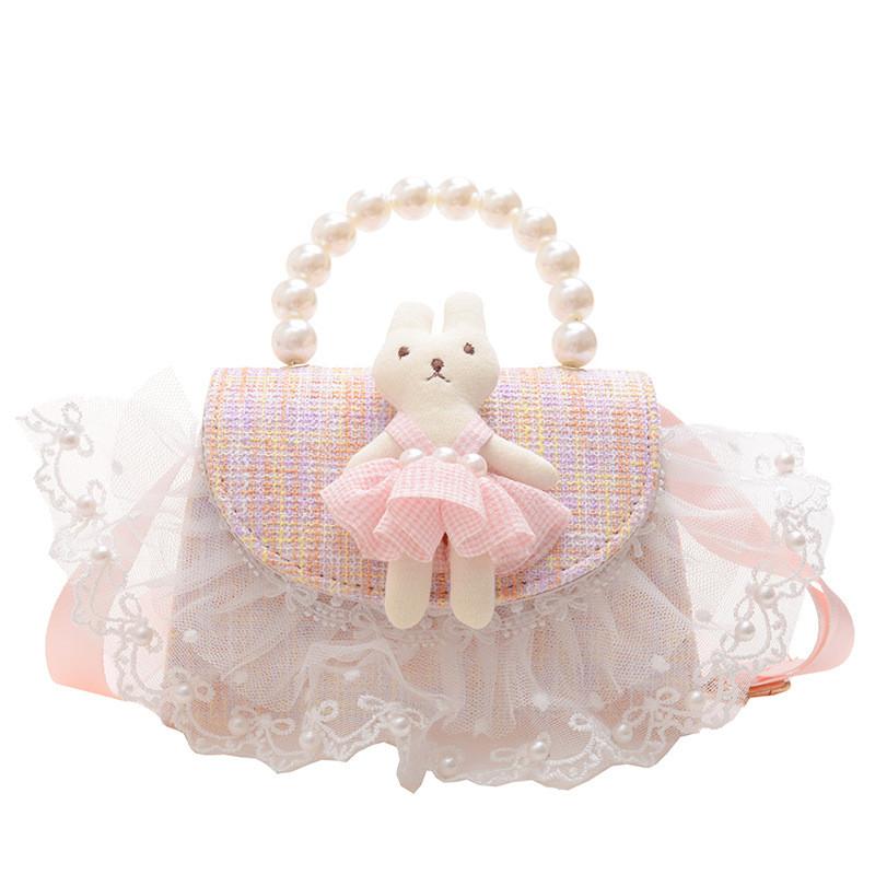 Trendy Korean Style Cute Children's Mini Shoulder Bag With Pearl Elements And Fashionable Design