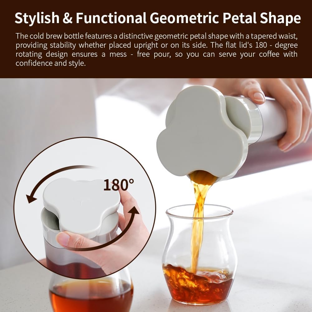 Watchget Portable Cold Brew Coffee Maker, 600ml/20oz, Iced Coffee Maker, Tea Brewer, Leak-Proof, Removable Fine Mesh Filter, Ideal for Home Use