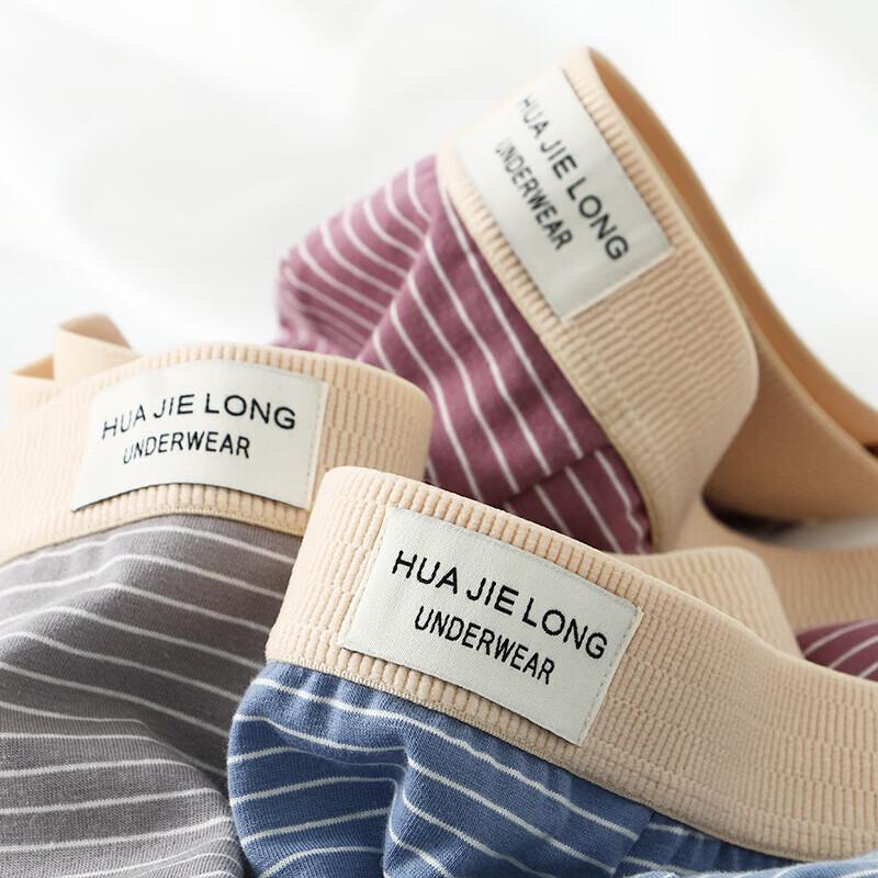 Huajielong Men's Striped Cotton Boxer Briefs