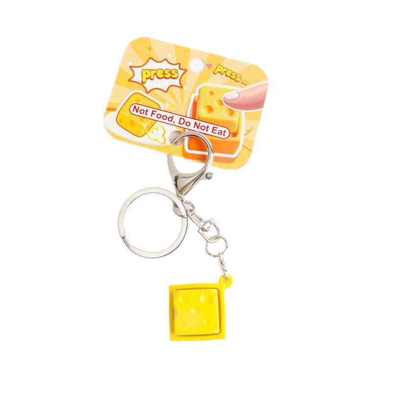 1 Peça Chaveiro Fofo de Teclado de Queijo Brinquedo Fidget Alívio do Estresse Portátil Brinquedo Clicável para Crianças Lembrancinhas de Festa