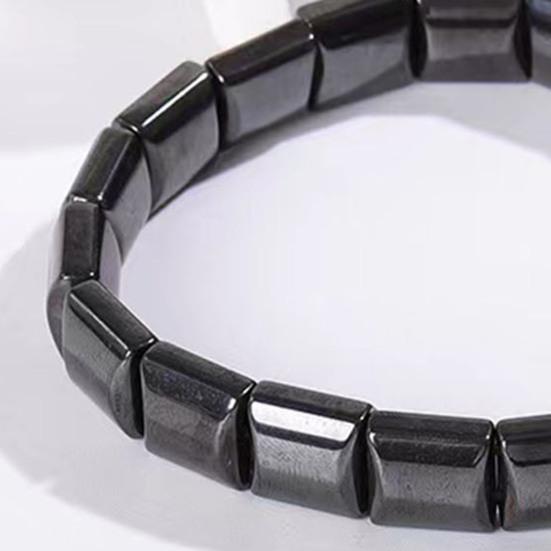 Herren Armband Verstellbar Schwarzer Gallenstein Armband Glatte Oberfläche Dehnbares Armband Schmuckzubehör