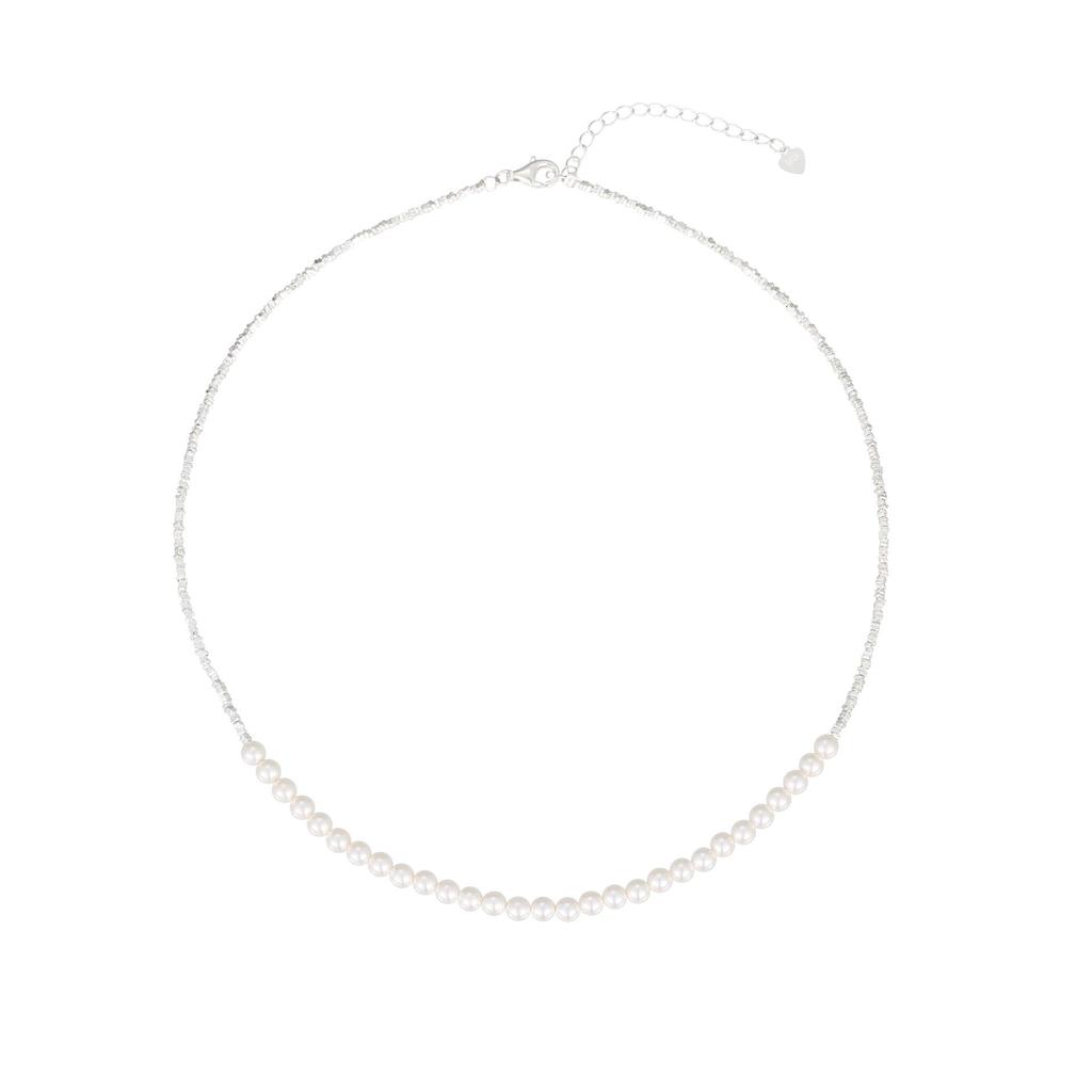 Banyan Tree S925 Silver Pearl Clavicle Necklace: Women's Luxury Niche Design with Broken Silver Accents