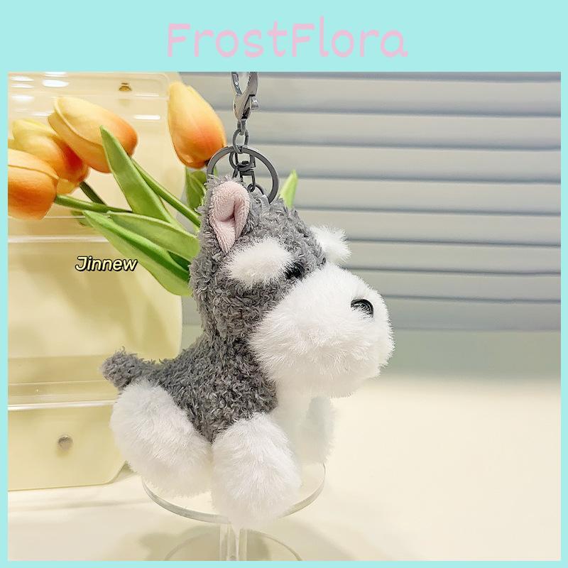 Adorable Gray And Black Schnauzer Plush Keychain Cute Backpack Accessory Gift