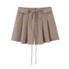   European and American Style New Women's Fashionable Casual Drawstring Belt Pleated Shorts