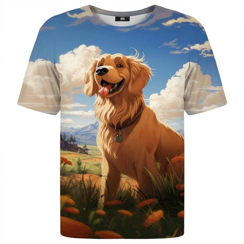 

Уличный стиль Харадзюку, мужские повседневные футболки с мультяшным принтом, смешные аниме-псы, 3D-принт, корги, кэжуал 3XL