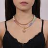 Buntes mehrschichtiges Perlenhalsband Damen Herzanhänger Perlenchoker Süßes Boho-Halsband für Mädchen Urlaub Sommer Strand