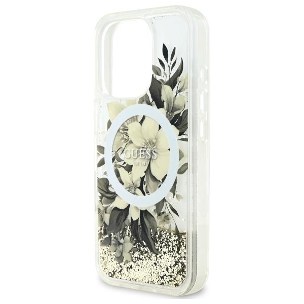 Guess Guhmp16Llfmwte Iphone 16 Pro6.3 Beige/Beige Hardcase Liquid Glitter Flower Magsafe