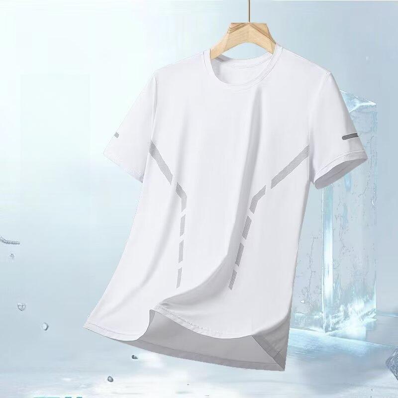 Футболка мужская свободного кроя Ice Silk с круглым вырезом и короткими рукавами — повседневная и спортивная одежда на каждый день M