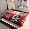 Autumn and winter new 100 wool scarf women's light luxury high-end plaid shawl versatile enlarged thickened warm scarf