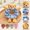 Gingham Plush Bear Scrunchie Scrunchie Hair Accessory Plush Hair Band  Ear Fluffy Ponytail Holder