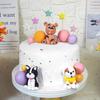 Dog Cake Topper Clay Figurines Puppy Star Yellow Pink Purple Ball Cake Topper for Dog Theme Birthday Dog Pet Party Supplies