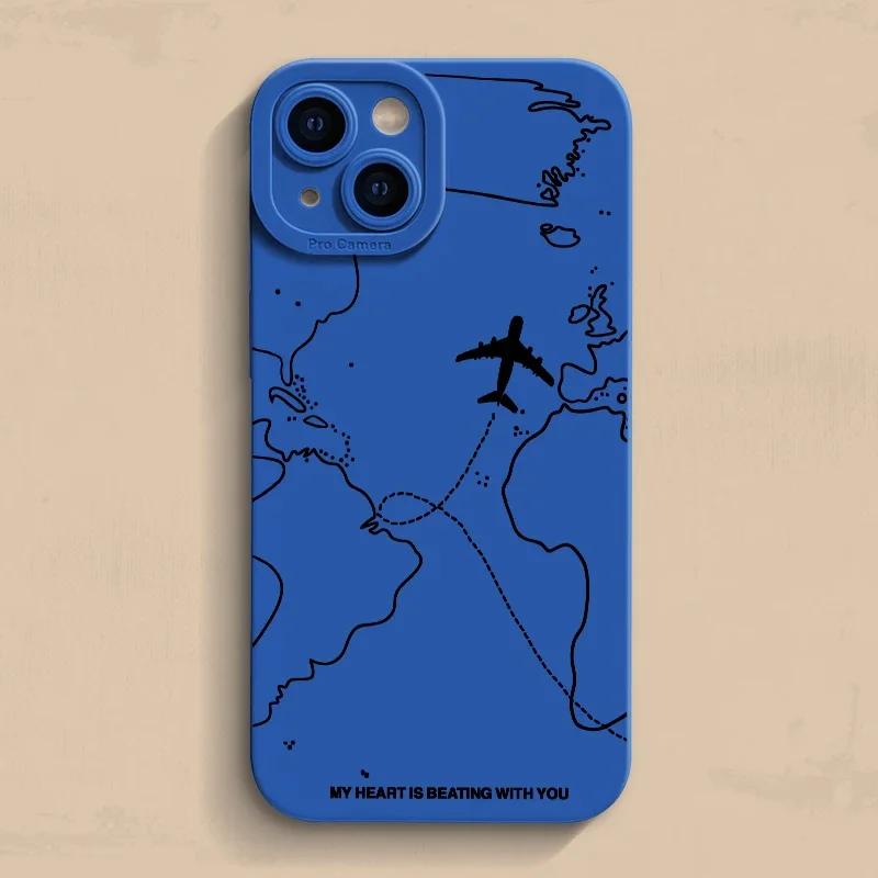 Travel-nspired Airplane Route Desian Phone Case For iPhone 16 15 14 13 12 11 Pro Max Mini 7 8 Plus X XR XS Soft Silicone Cover