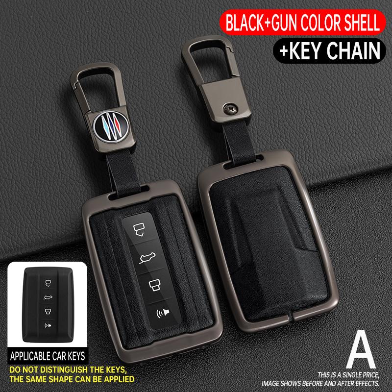 Zinc Alloy+Leather Car Key Case For Great Wall Gwm Wey Tank 300 500 Tank300 Tank500 Car Remote Key Case Cover Protective Shell