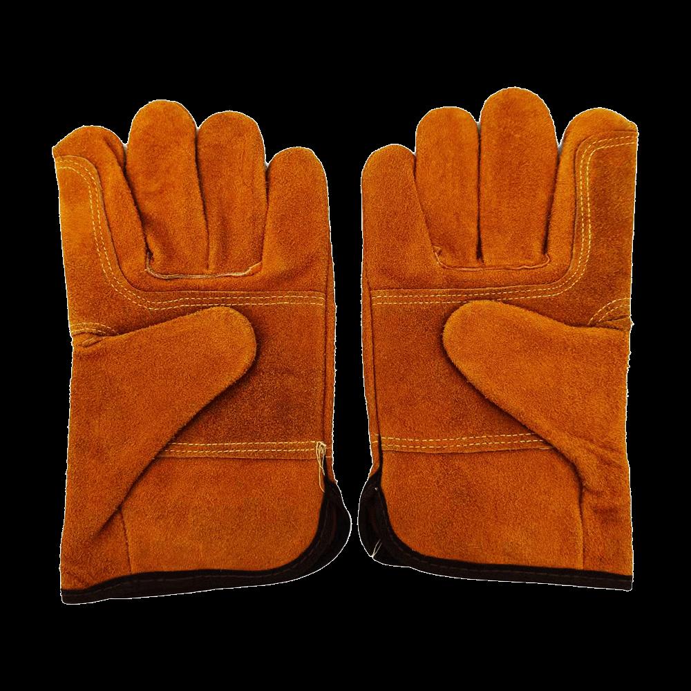 Two-Layer Cowhide Welding Gloves: Heat-Insulated, Flame-Retardant, Full-Palm Protection for Welding, Labor, and Driving. Yellow Driver with Support, Layer Two
