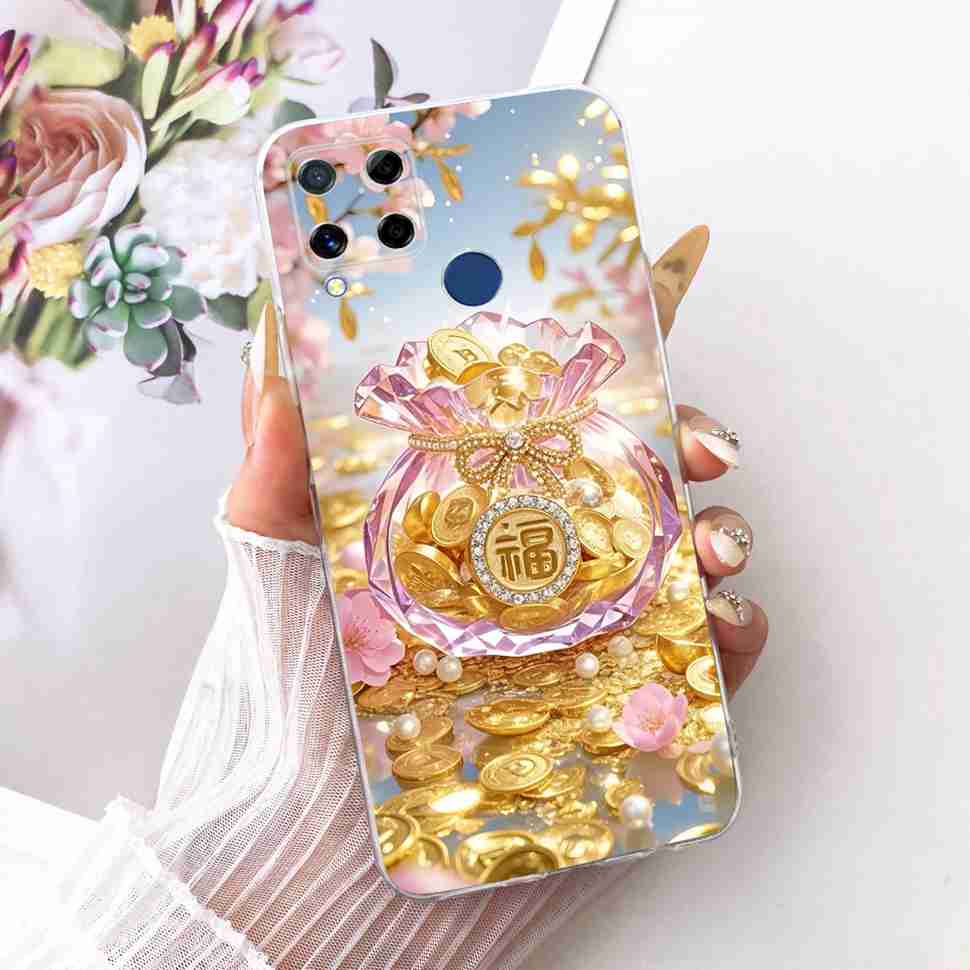 For Realme C20 Case Soft Funda Blue Butterfly Painted Cover For Oppo Realme C15 c20 C 20 15 Phone Bumper RealmeC15 Case Coque