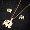 2025 New Wholesale Animals Gold Color Smooth Zircon Set For Women Elephant Necklace And Earring Set Cute Accessories Gift Sets