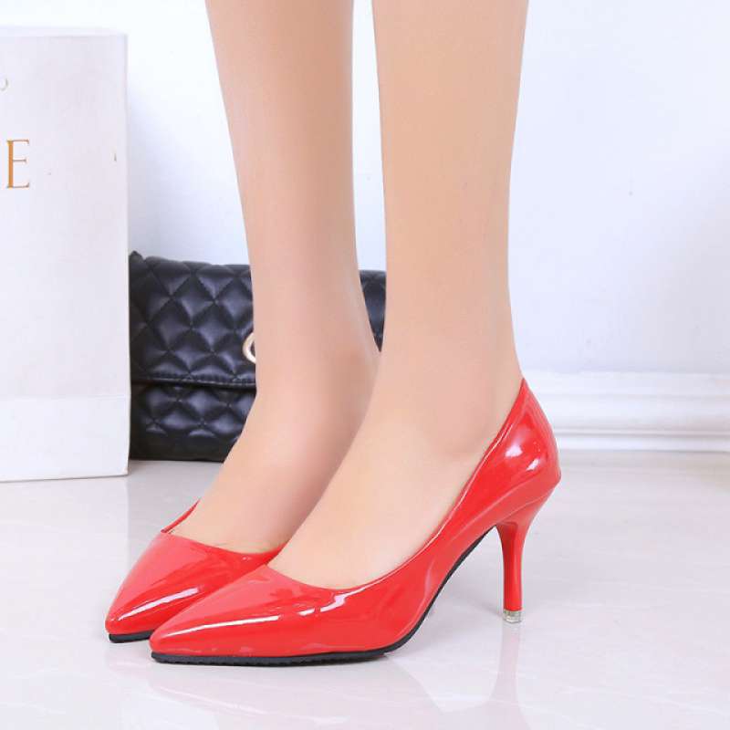 High heels women's single shoes stiletto pointed low heels women's shoes white work shoes red wedding shoes bridesmaid shoes princess shoes