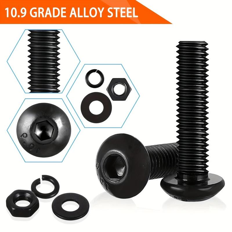 1705pcs Hex Button Machine Screws Assortment Kit: M2, M3, M4, M5 Metric Bolts, Nuts, Lock & Flat Washers.