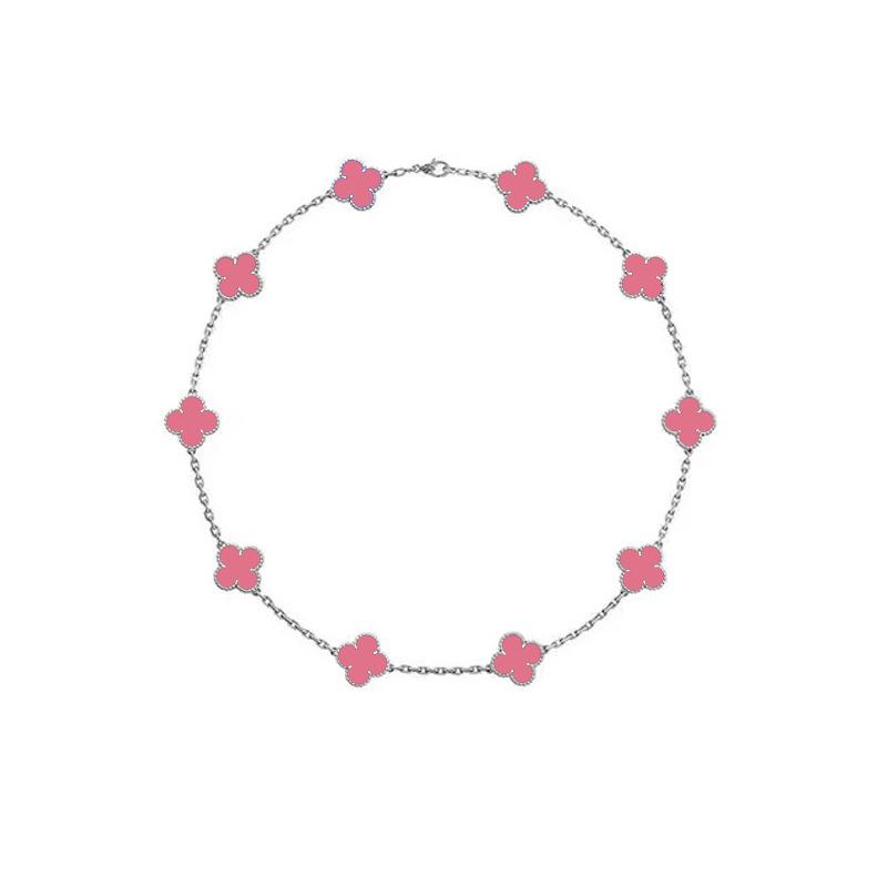 

Four-leaf Clover Ten-flower Necklace Classy Exquisite Small Fashion Women s Clavicle Chain сталеві рожевого кольору
