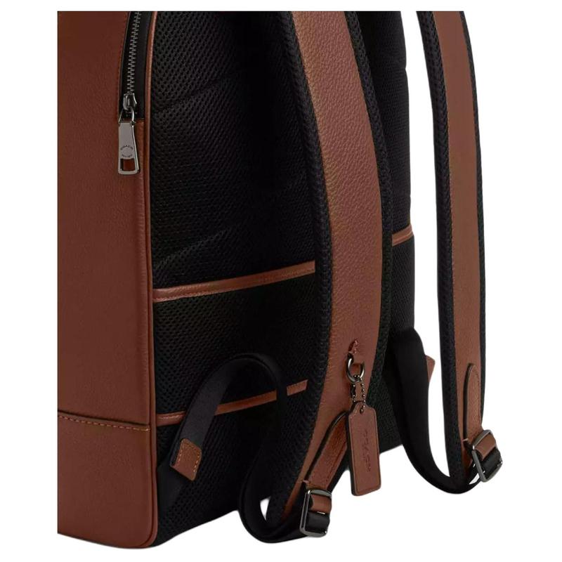 COACH ETHAN 32 Letter Logo Silver Hardware Pebbled Leather Backpack Large Men's Brown